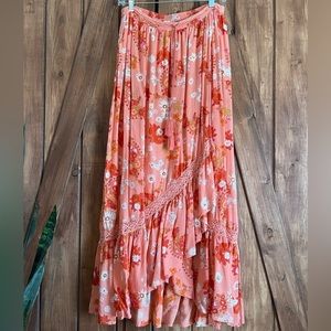 Patrons of Peace Ruffled Floral Maxi Skirt